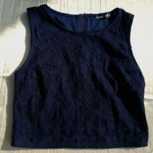 Crystal Doll Juniors 3 Lace Top NWT Midnight Blue
